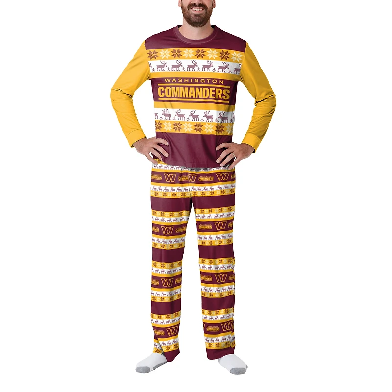 Men's  FOCO Burgundy Washington Commanders Wordmark Ugly Pajama Set