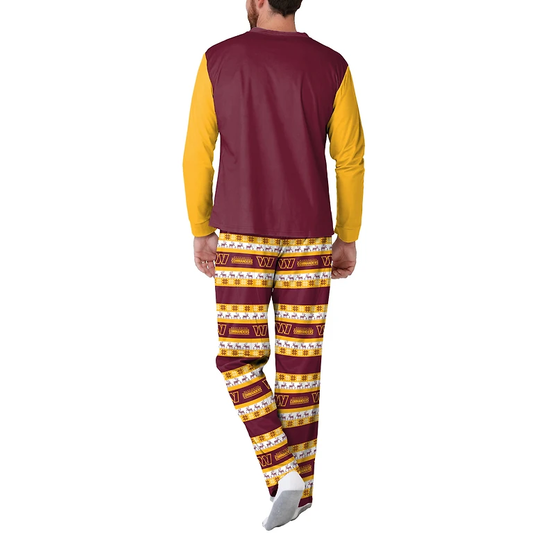 Ensemble de pyjama moche FOCO bordeaux pour homme avec logo Washington Commanders