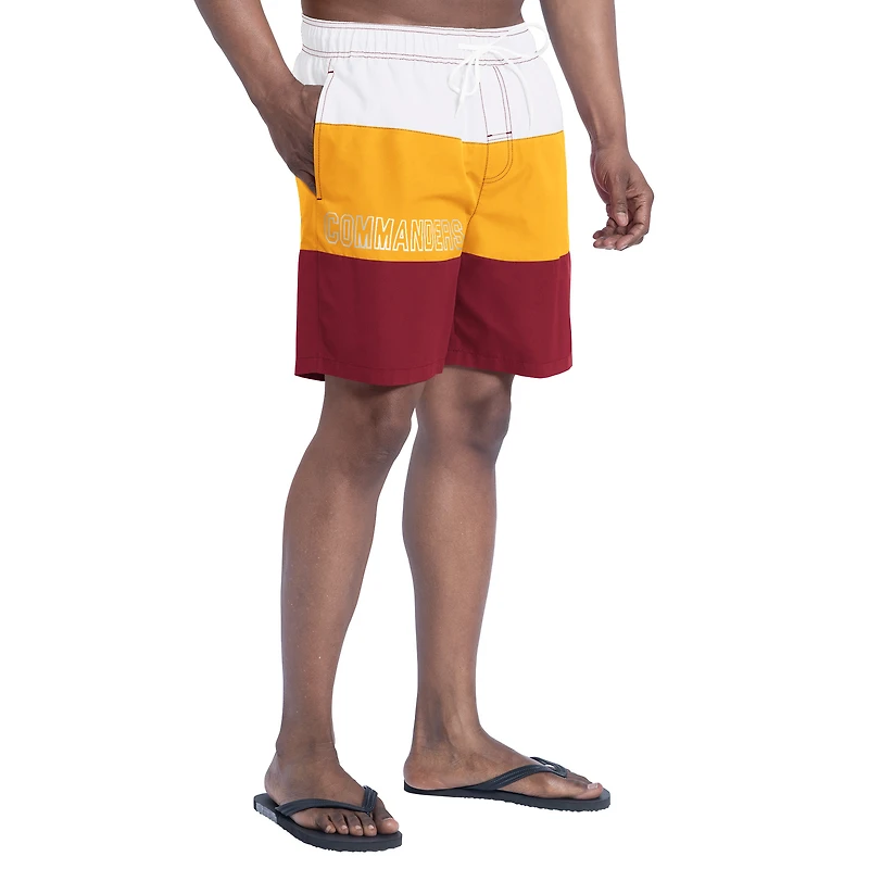 Men's G-III Sports by Carl Banks Burgundy/Gold Washington Commanders Sunrise Volley Swim Shorts