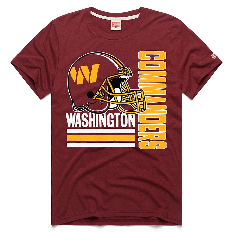 Men's Homage Burgundy Washington Commanders Helmet Stripe Tri-Blend T-Shirt
