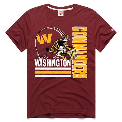 Men's Homage Burgundy Washington Commanders Helmet Stripe Tri-Blend T-Shirt