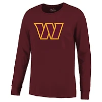 T-shirt à manches longues pour homme Majestic Threads Jayden Daniels Bordeaux Washington Commanders Nom et numéro non vieilli