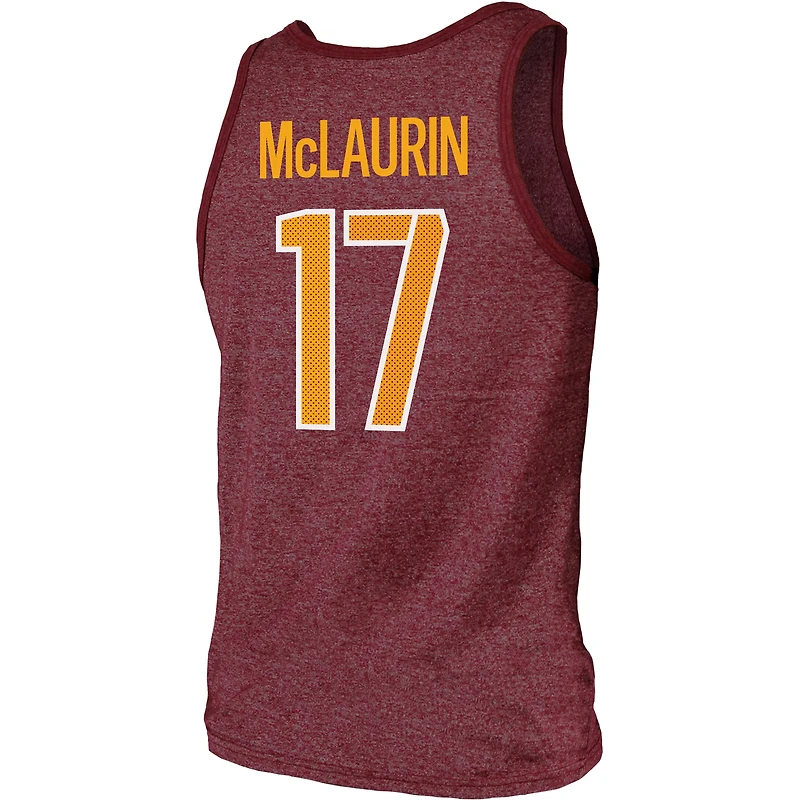Débardeur Majestic Threads Terry McLaurin pour hommes, bordeaux chiné, nom et numéro du joueur des Washington Commanders