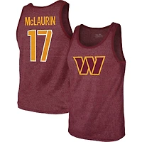 Débardeur Majestic Threads Terry McLaurin pour hommes, bordeaux chiné, nom et numéro du joueur des Washington Commanders