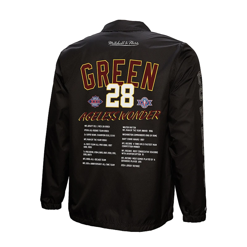 Men's Mitchell & Ness Darrell Green Black Washington Commanders  Coaches Button-Up Jacket
