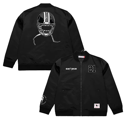 Veste aviateur entièrement zippée pour homme Mitchell & Ness Sean Taylor avec nom et numéro Washington Commanders noir