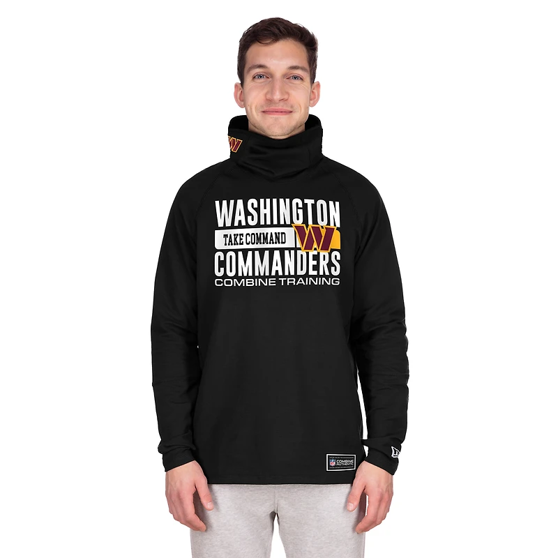 Sweat à capuche fonctionnel noir New Era pour homme, cagoule, casque, rayures, style fandom, Washington Commanders