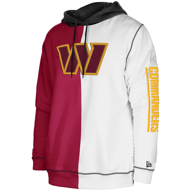 Chandail à capuchon manches raglan fendu pour homme Washington Commanders Third Down New Era bourgogne/blanc