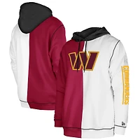 Chandail à capuchon manches raglan fendu pour homme Washington Commanders Third Down New Era bourgogne/blanc