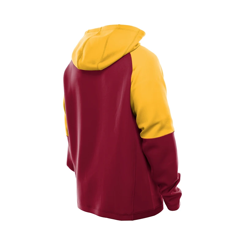 Men's New Era Burgundy Washington Commanders Combine Authentic Color Block Raglan Pullover Hoodie