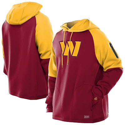 Sweat à capuche raglan bordeaux Washington Commanders Combine Authentic Color Block pour homme New Era