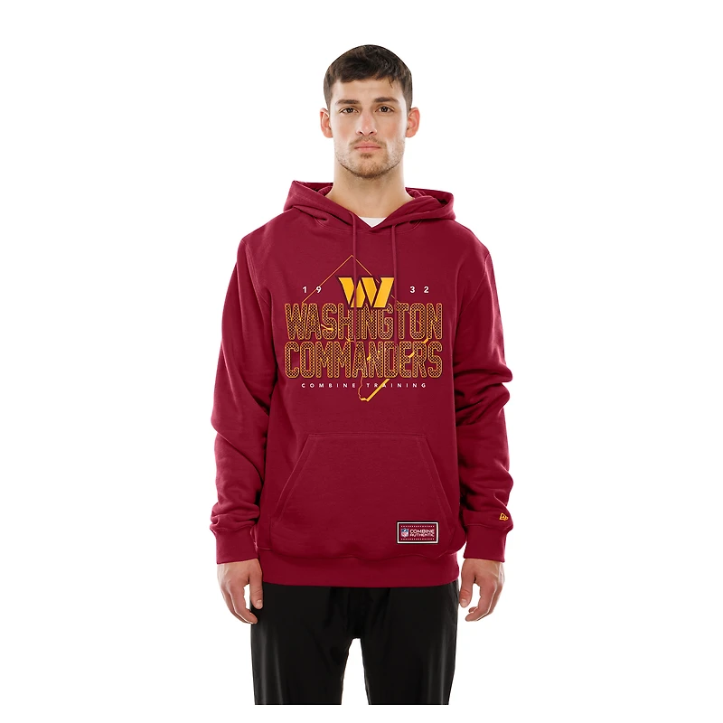 Sweat à capuche rétro authentique Washington Commanders Combine bordeaux New Era pour homme