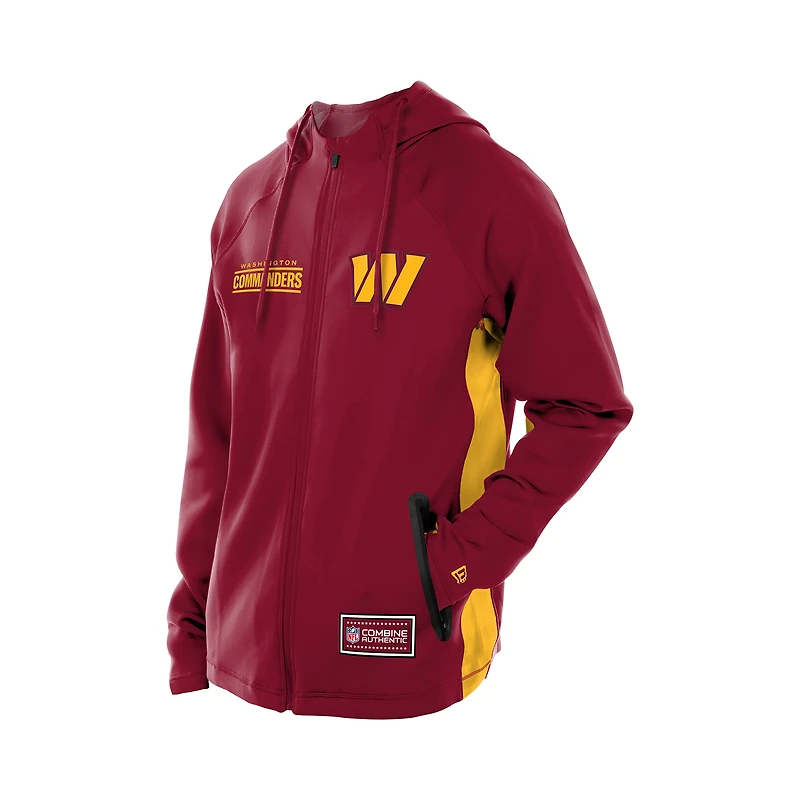 Men's New Era Burgundy Washington Commanders Combine Authentic Raglan Scuba Full-Zip Hoodie