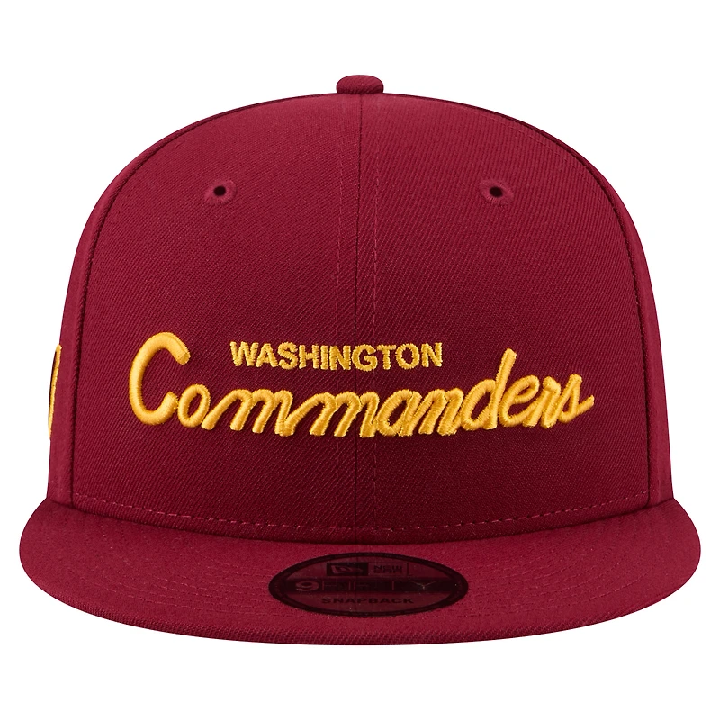 Casquette snapback New Era 9FIFTY pour homme, bordeaux, Washington Commanders Core Team Script
