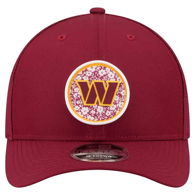 Men's New Era Burgundy Washington Commanders Floral 9FORTY M-Crown Trucker Adjustable Hat