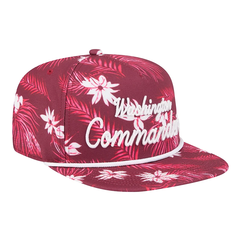 Casquette snapback New Era 9FIFTY pour homme, bordeaux, Washington Commanders, imprimé palmiers, style A-Frame
