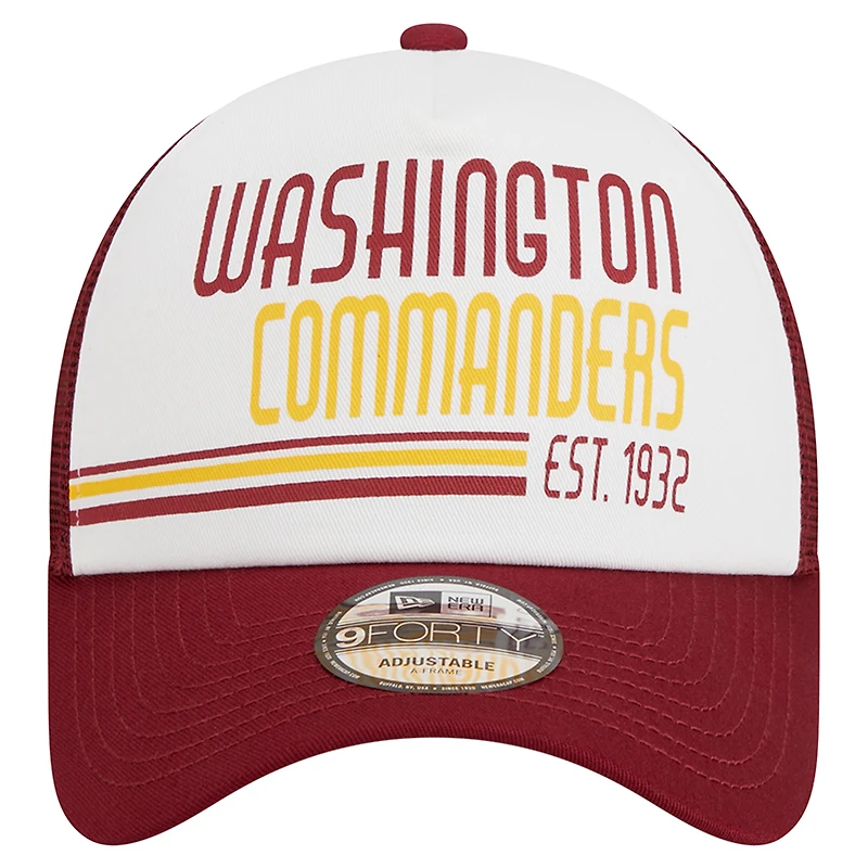 Casquette trucker New Era Washington Commanders Stacked A-Frame pour homme, couleur bordeaux, modèle 9FORTY, ajustable