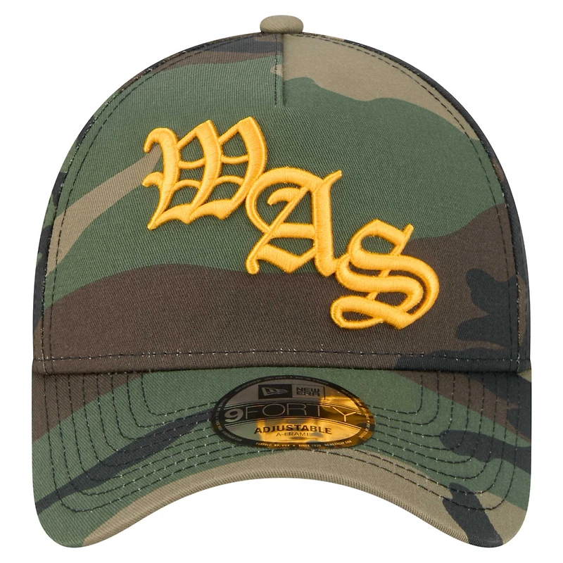 Men's New Era Camo Washington Commanders Mystic Camo A-Frame 9FORTY Adjustable Hat