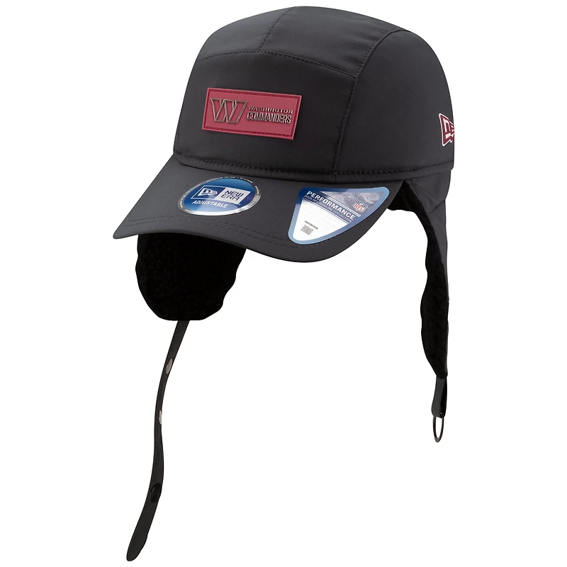 Men's New Era Charcoal Washington Commanders 2025 Sideline Cold Weather Runner Dog Ear Adjustable Hat