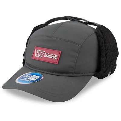 Men's New Era Charcoal Washington Commanders 2025 Sideline Cold Weather Runner Dog Ear Adjustable Hat