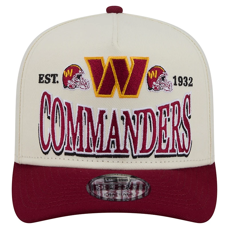 Casquette snapback New Era 9FIFTY Washington Commanders A-Frame pour homme, couleur crème/bordeaux