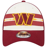 Men's New Era Cream/Burgundy Washington Commanders Team Stripe Trucker 9FORTY Snapback Hat