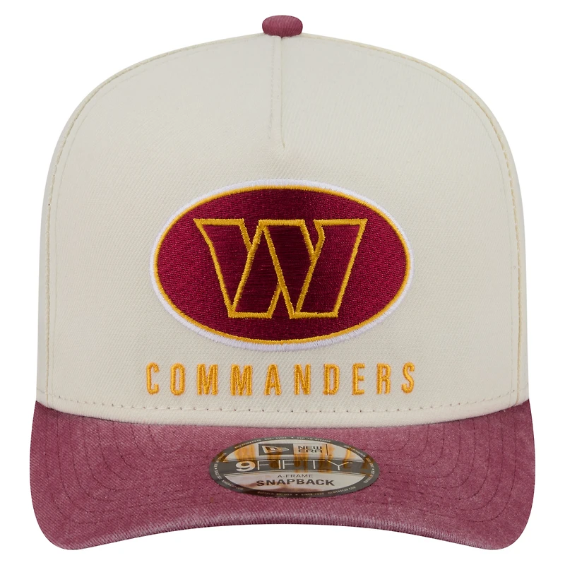 Men's New Era Cream/Burgundy Washington Commanders Washed A-Frame 9FIFTY Snapback Hat