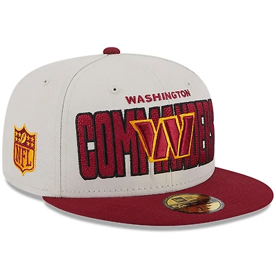 Casquette ajustée New Era Washington Commanders 2023 NFL Draft On Stage 59FIFTY crème pour homme