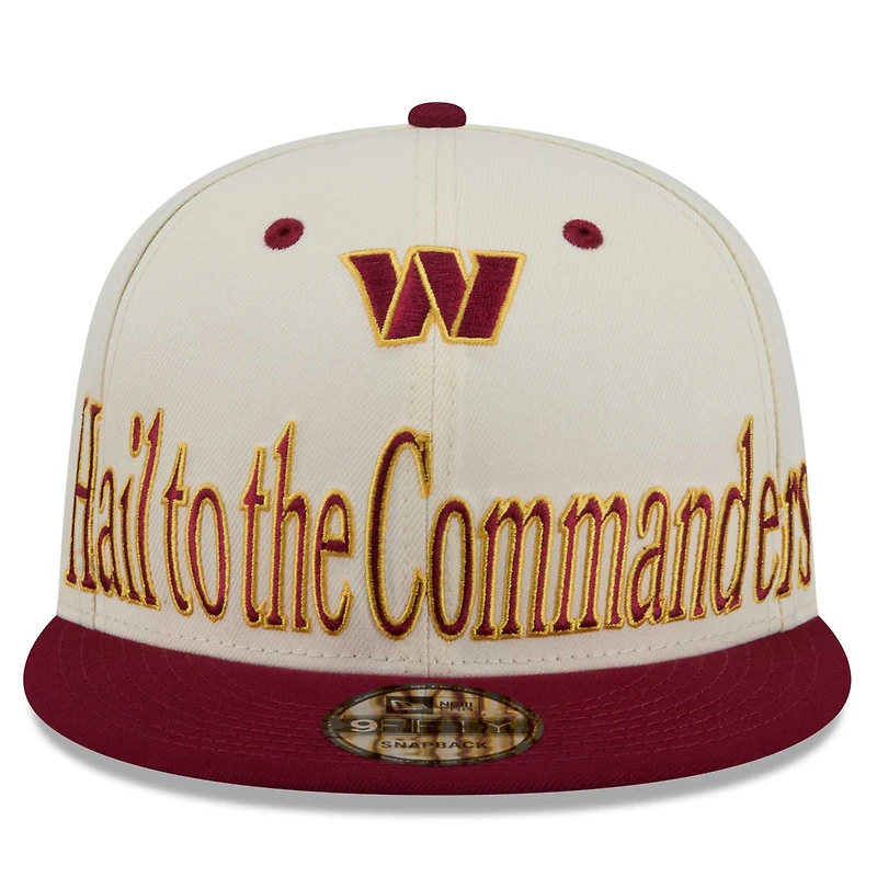 Men's New Era Cream Washington Commanders Oversized Slogan 9FIFTY Snapback Hat