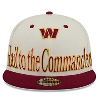 Men's New Era Cream Washington Commanders Oversized Slogan 9FIFTY Snapback Hat