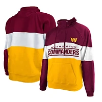 Chandail à capuchon en molleton raglan blocs de couleurs actuels New Era Washington Commanders Big & Tall pour homme, doré/bordeaux