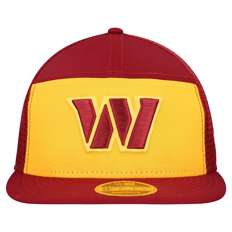 Men's New Era Gold/Burgundy Washington Commanders Outdoor Split Panel 9FIFTY Snapback Hat