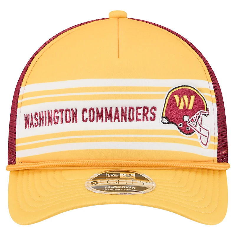 Casquette ajustable New Era 9FORTY Linear A-Frame dorée Washington Commanders pour homme