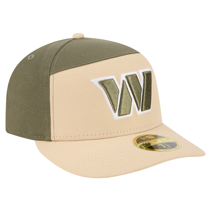 Men's New Era Light Beige/Olive Washington Commanders Two-Tone Color Pack Split Panel 59FIFTY Fitted Hat