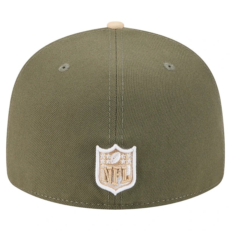 Men's New Era Light Beige/Olive Washington Commanders Two-Tone Color Pack Split Panel 59FIFTY Fitted Hat