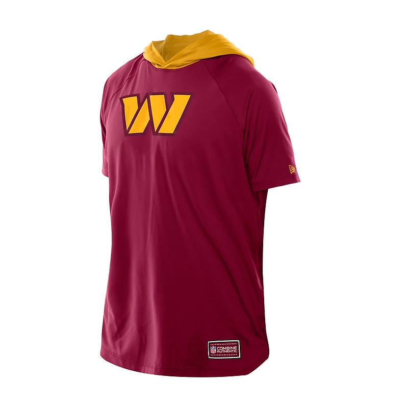 Men's New Era  Scarlet Washington Commanders Combine Authentic Hooded Raglan Short-Sleeve T-Shirt