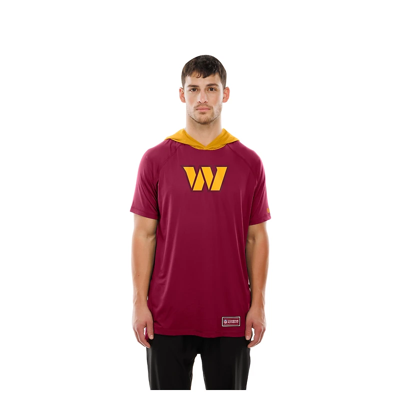 Men's New Era Scarlet Washington Commanders Combine Authentic Hooded Raglan Short-Sleeve T-Shirt