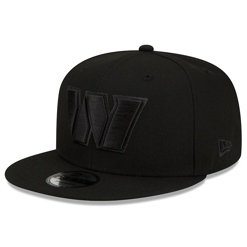 Men's New Era Washington Commanders Black On Black 9FIFTY Snapback Adjustable Hat