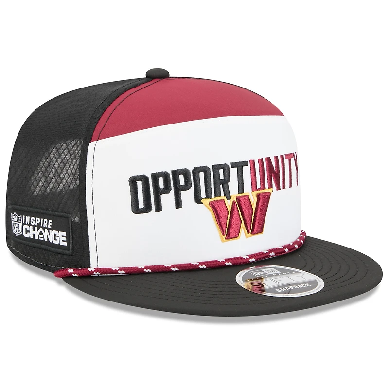 Casquette snapback New Era 9FIFTY blanche et noire Washington Commanders 2025 Inspire Change pour homme