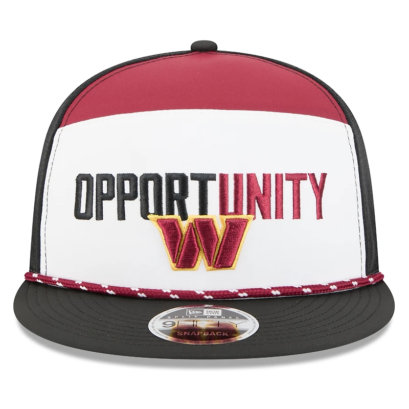 Casquette snapback New Era 9FIFTY blanche et noire Washington Commanders 2025 Inspire Change pour homme