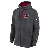 Sweat à capuche Nike anthracite Washington Commanders Primetime Club entièrement zippé pour homme