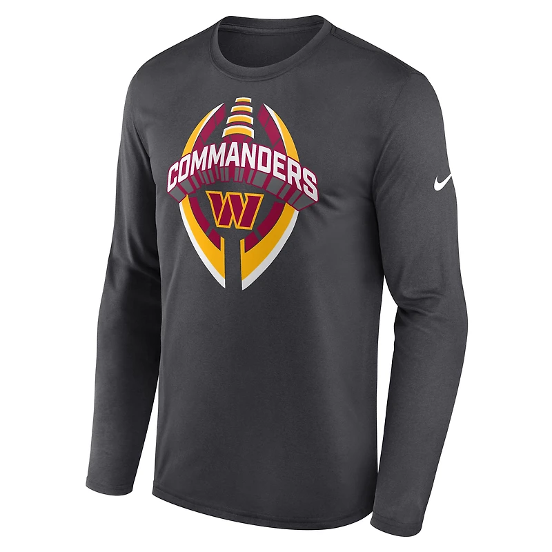 T-shirt Nike anthracite Washington Commanders Primetime Legend Icon Performance à manches longues pour homme