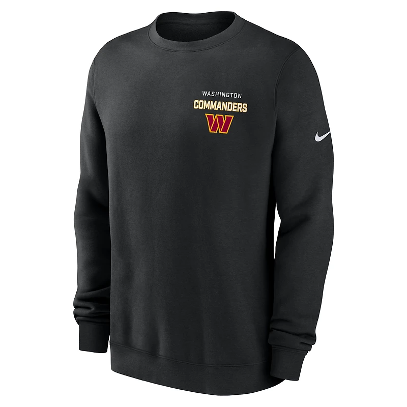 Men's Nike Black Washington Commanders Primetime Club Fleece Pullover Sweatshirt