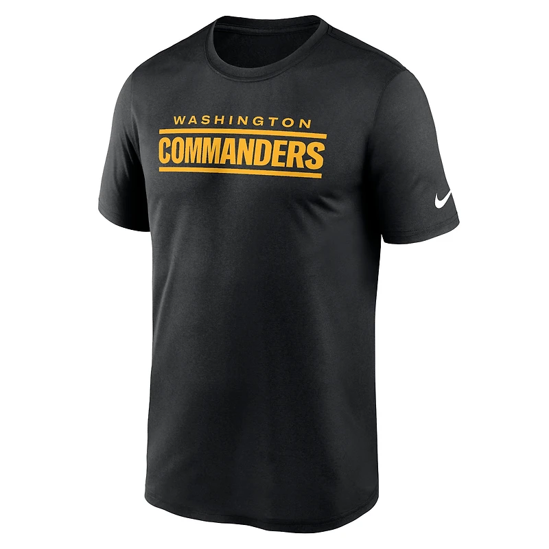 T-shirt Nike Dri-FIT noir pour homme Washington Commanders Primetime Legend Wordmark