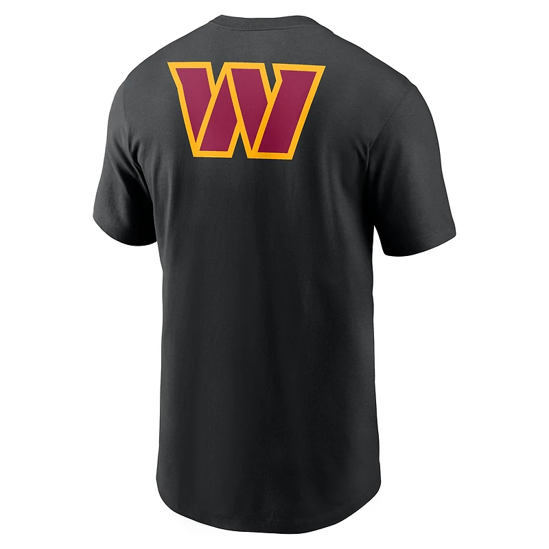 T-shirt Nike noir Washington Commanders Rewind pour homme, coupe avant et arrière, essentiel