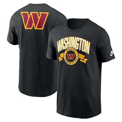 T-shirt Nike noir Washington Commanders Rewind pour homme, coupe avant et arrière, essentiel