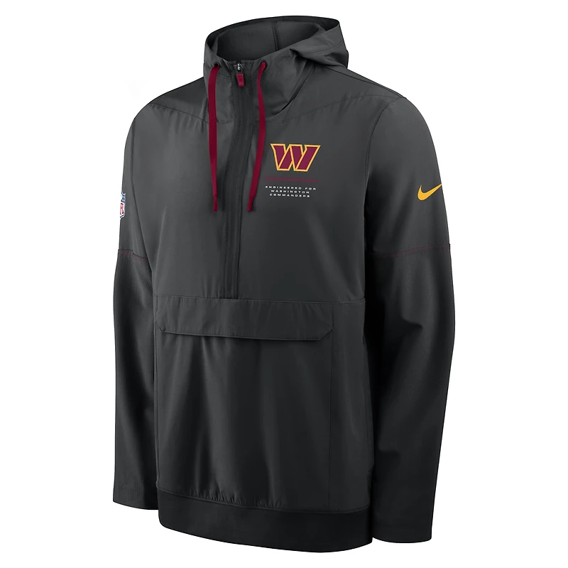 Men's Nike Black Washington Commanders Sideline Anorak Half-Zip Hooded Jacket