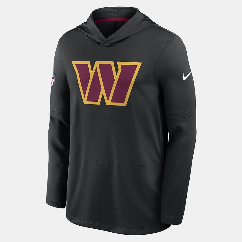 Men's Nike Black Washington Commanders Sideline Dri-FIT Long Sleeve Hooded T-Shirt