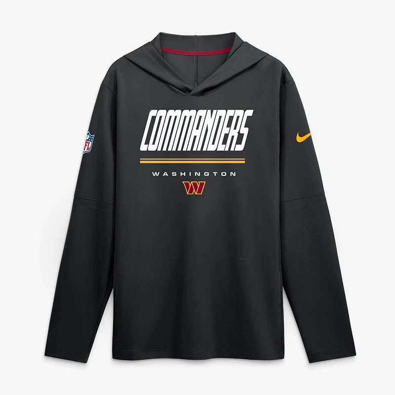 Men's Nike  Black Washington Commanders Sideline Lightweight Long Sleeve Hooded Dri-FIT Top