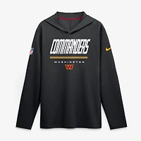 Men's Nike  Black Washington Commanders Sideline Lightweight Long Sleeve Hooded Dri-FIT Top